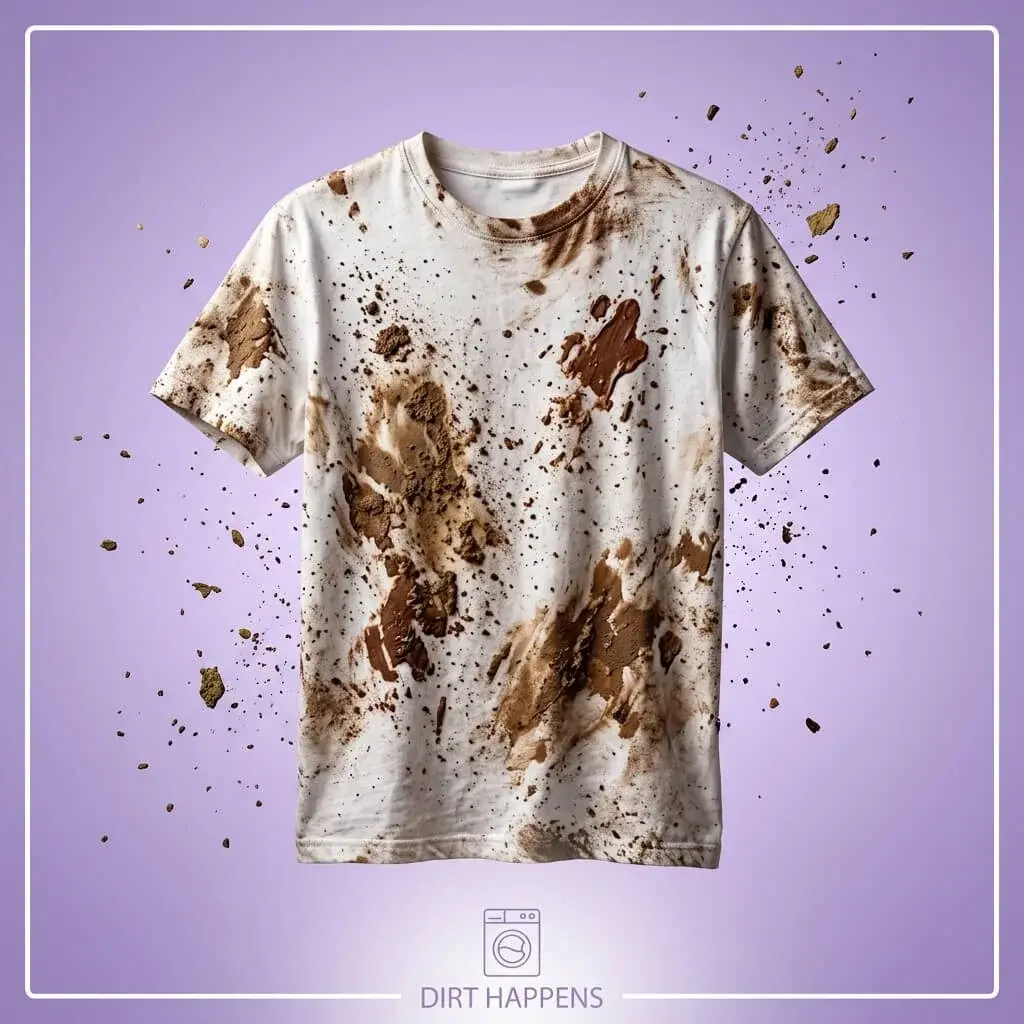 Dirty stained t-shirt representing before wash condition